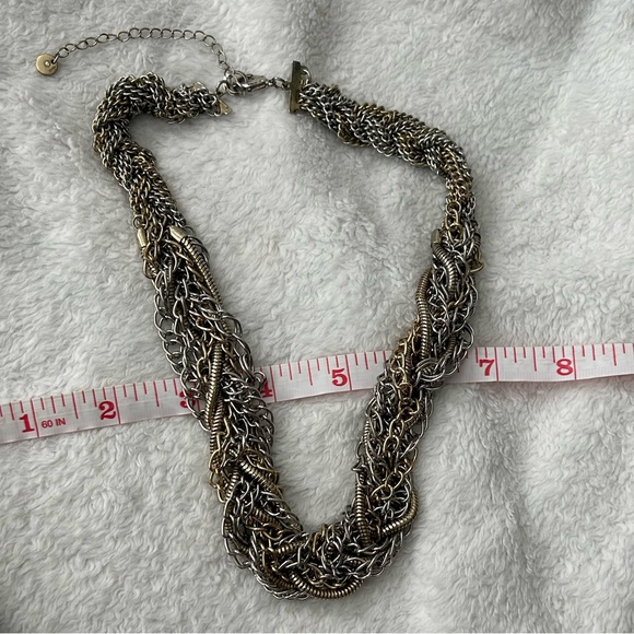 Silver Multi Chain Braided Statement Necklace - Picture 6 of 8